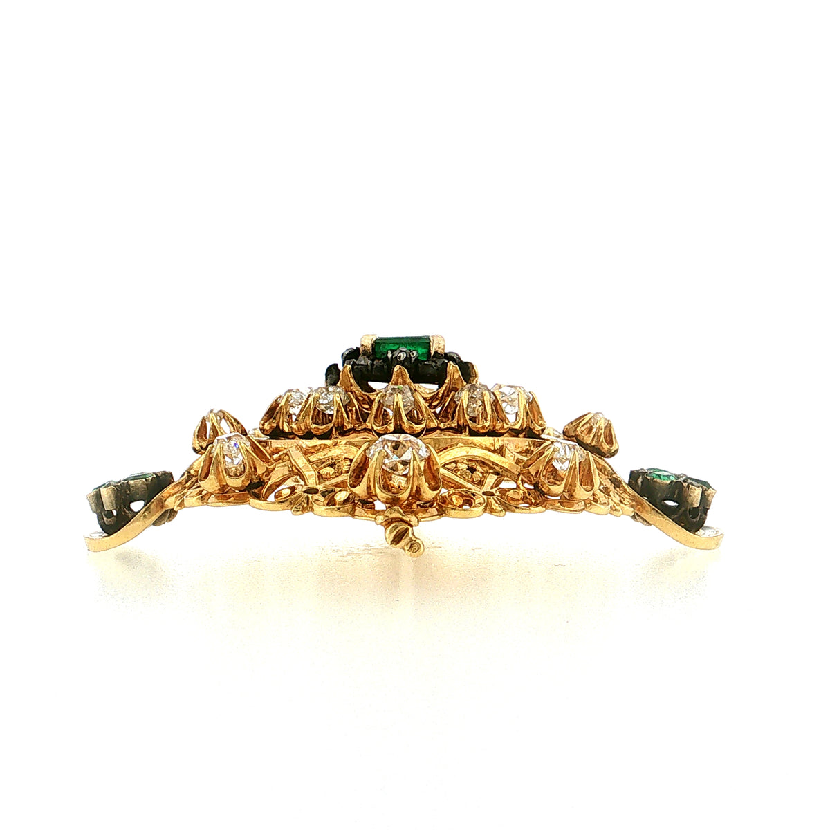 1.70 Antique Victorian Emerald & Diamond Brooch 18k