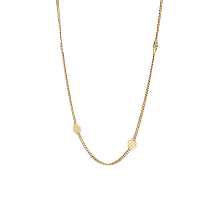 28 Inch Italian Flower Station Curb Chain Necklace 14k