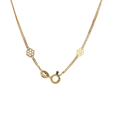 28 Inch Italian Flower Station Curb Chain Necklace 14k
