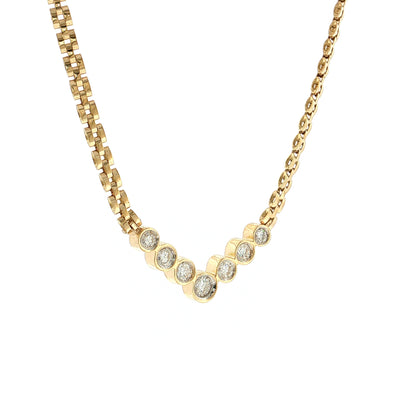 .89 Graduated Diamond V-Shape Necklace 14k