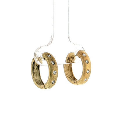 .12 Round Diamond Hoop Earrings 14k Yellow Gold