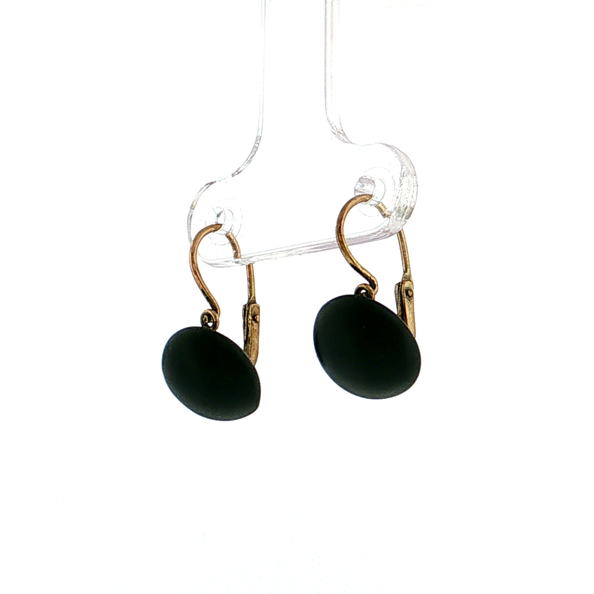 Antique Victorian Jet Drop Earrings 10k Yellow Gold