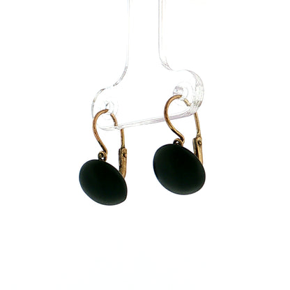 Antique Victorian Jet Drop Earrings 10k Yellow Gold
