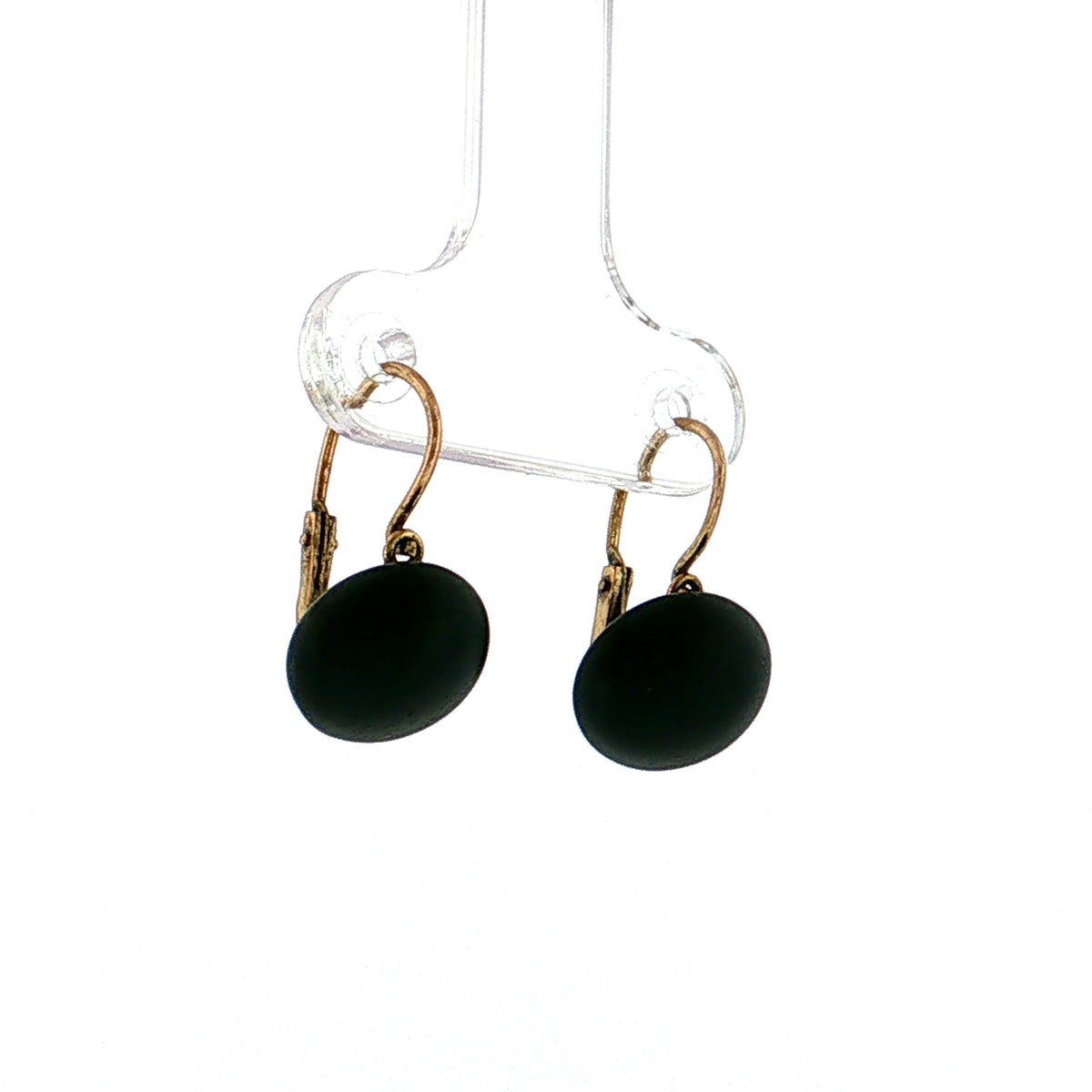 Antique Victorian Jet Drop Earrings 10k Yellow Gold