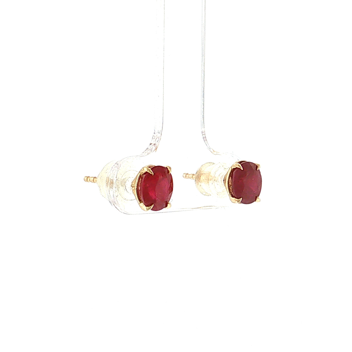 1.78 Ruby Oval Stud Earrings 14k Yellow Gold