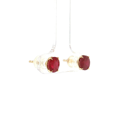 1.78 Ruby Oval Stud Earrings 14k Yellow Gold