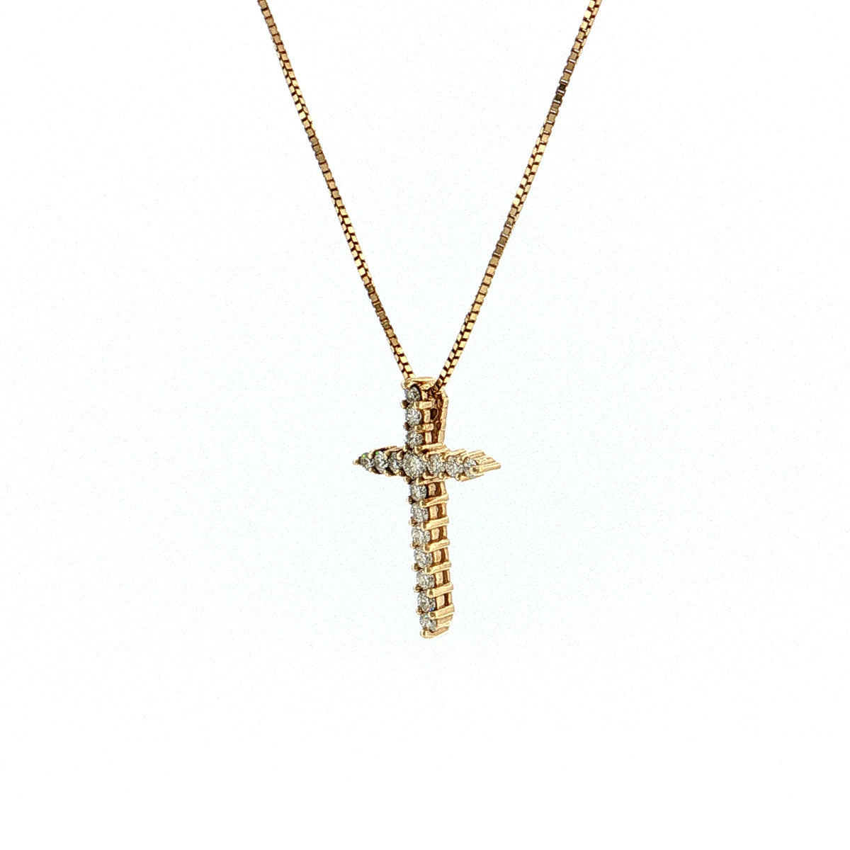 .42 Diamond Cross Pendant Necklace 14K Yellow Gold