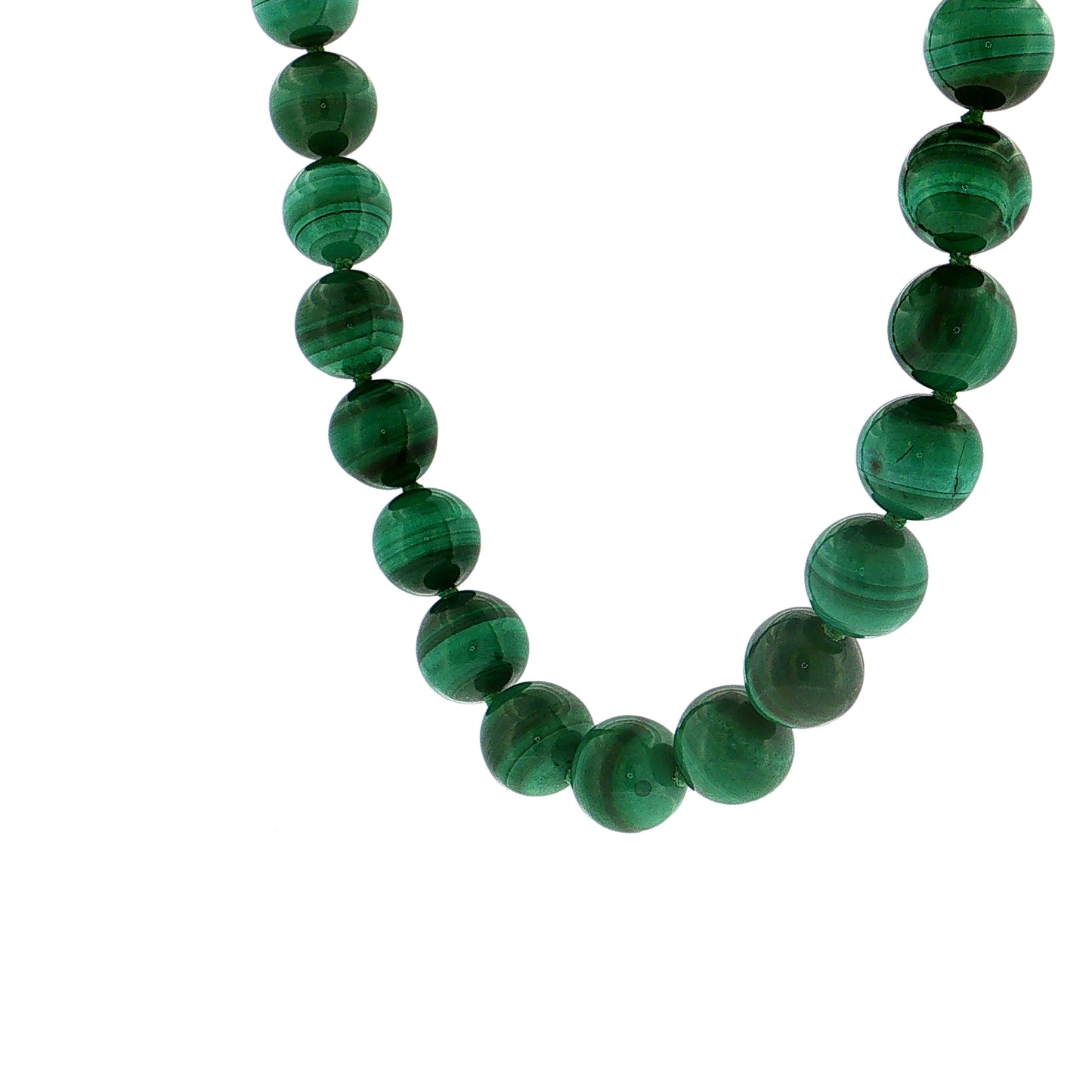 Malachite Beaded Necklace 14k Yellow Gold