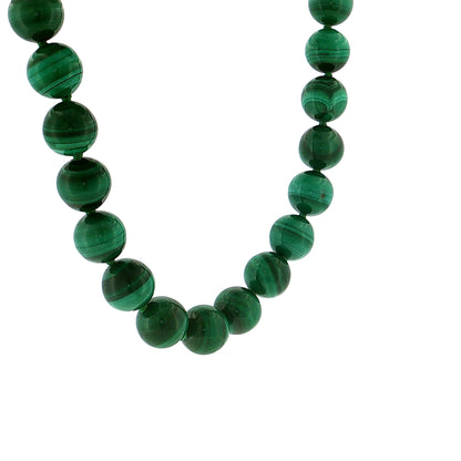Malachite Beaded Necklace 14k Yellow Gold