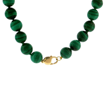 Malachite Beaded Necklace 14k Yellow Gold