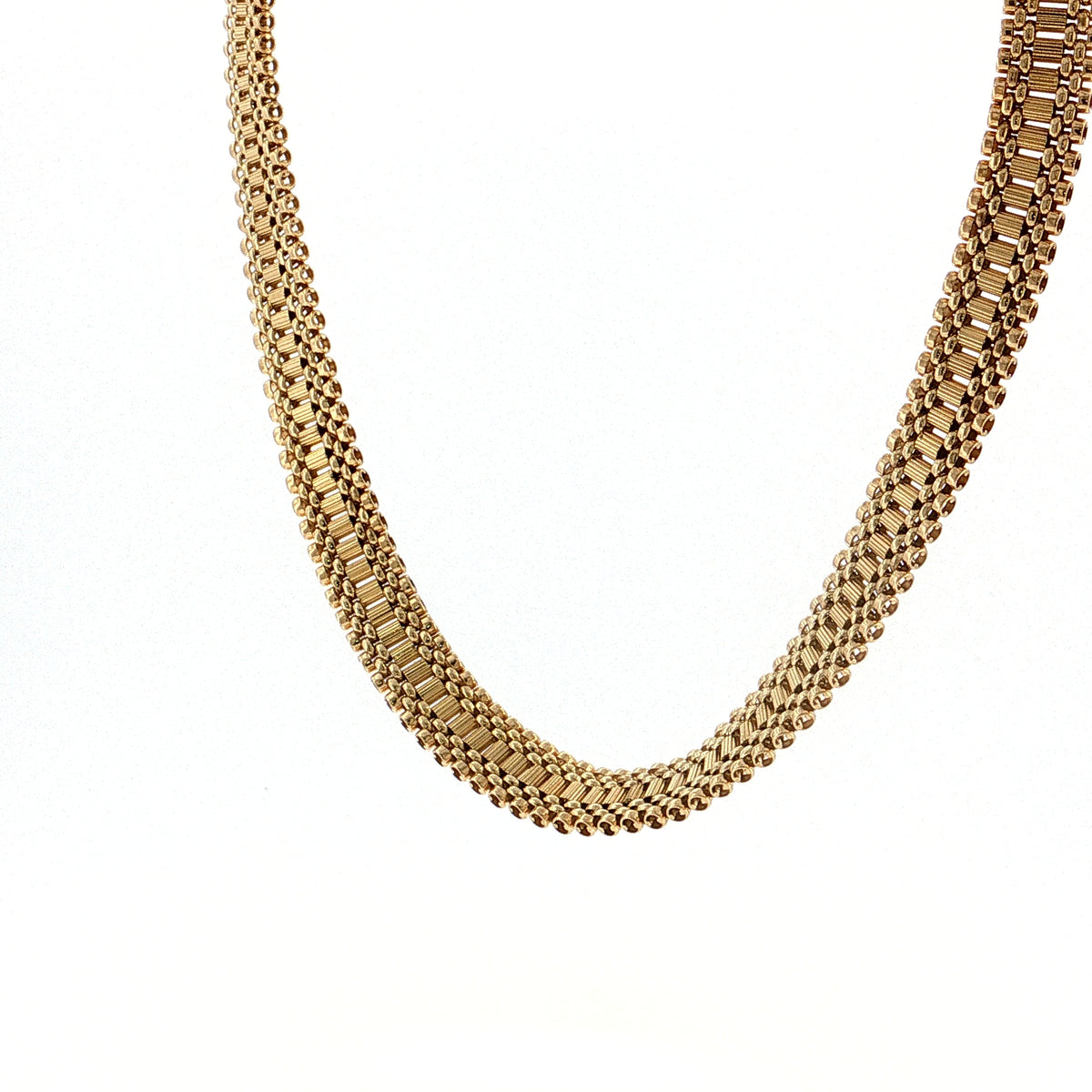Vintage Mid-Century Watch Link Choker Necklace 14k