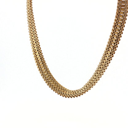 Vintage Mid-Century Watch Link Choker Necklace 14k