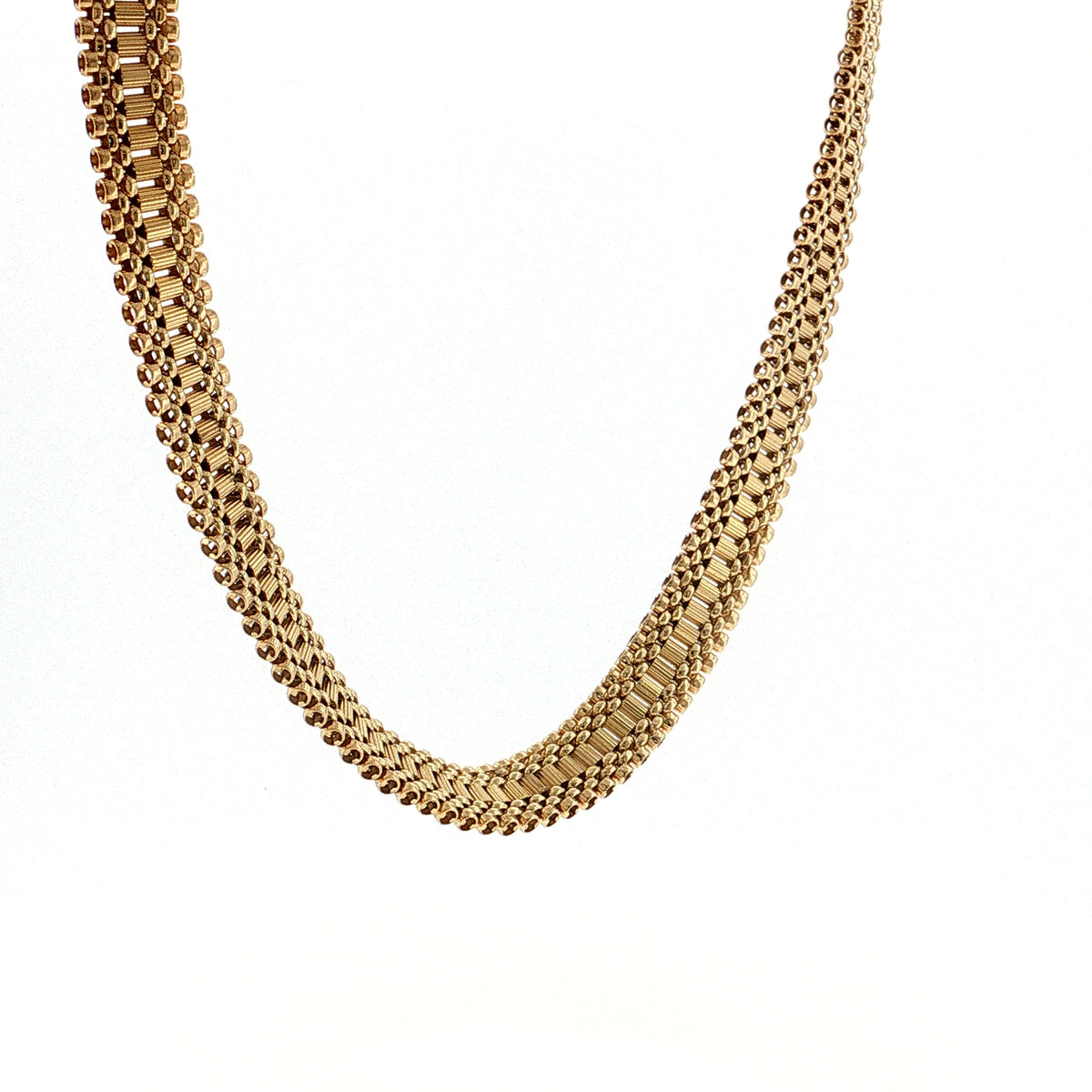 Vintage Mid-Century Watch Link Choker Necklace 14k