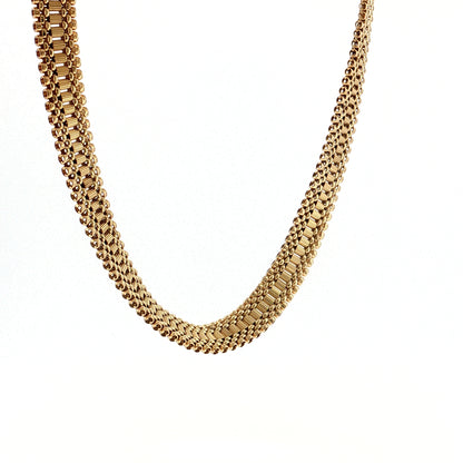 Vintage Mid-Century Watch Link Choker Necklace 14k