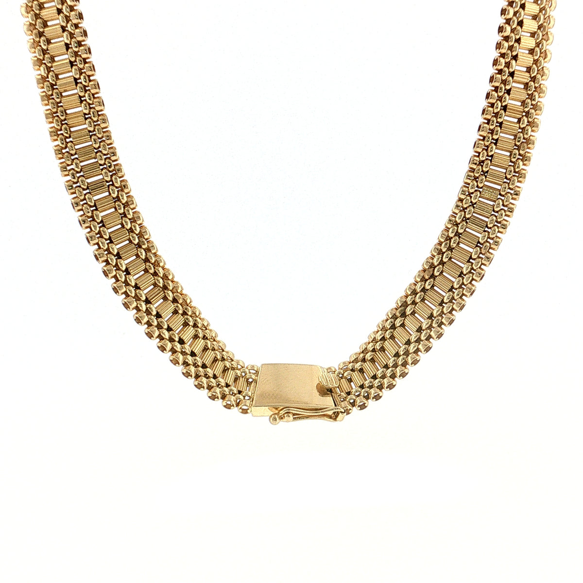 Vintage Mid-Century Watch Link Choker Necklace 14k