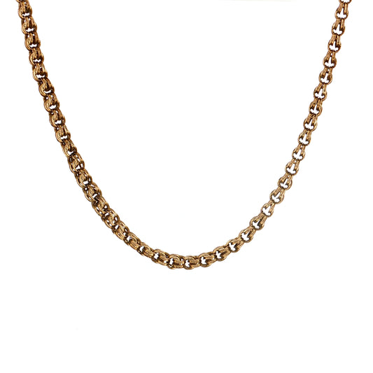 Antique Victorian Rolo Chain Necklace 14k Yellow Gold