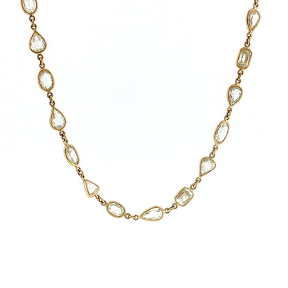 41.47 Rose Cut Diamond Statement Necklace 18K Yellow Gold