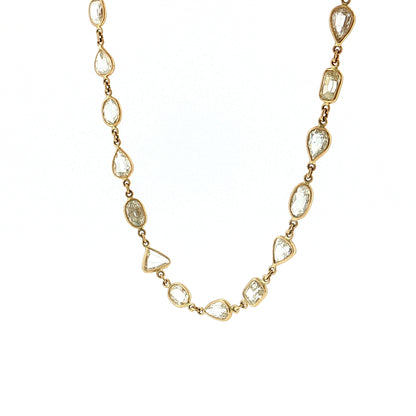 41.47 Rose Cut Diamond Statement Necklace 18K Yellow Gold