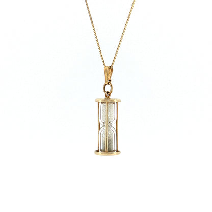 Diamond Dust Hourglass Pendant Necklace 14k Yellow Gold