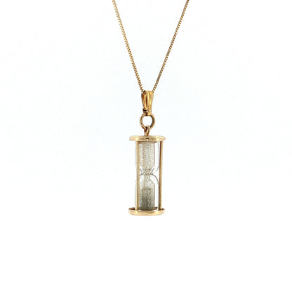 Diamond Dust Hourglass Pendant Necklace 14k Yellow Gold