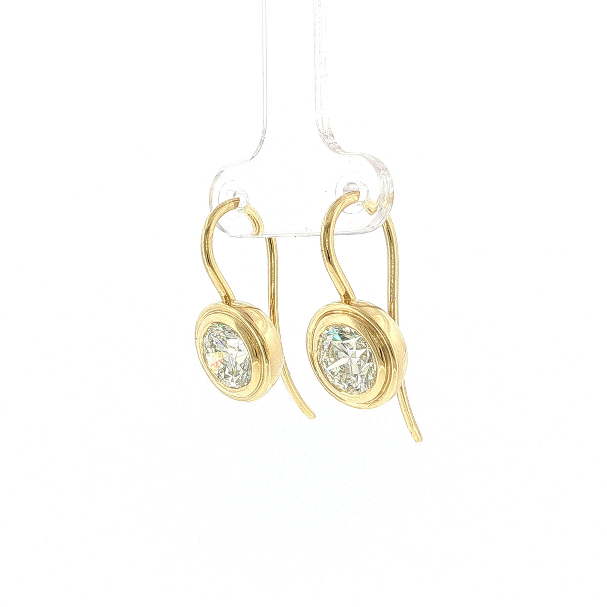 2.05 GIA Round Brilliant Diamond Drop Earrings 18k