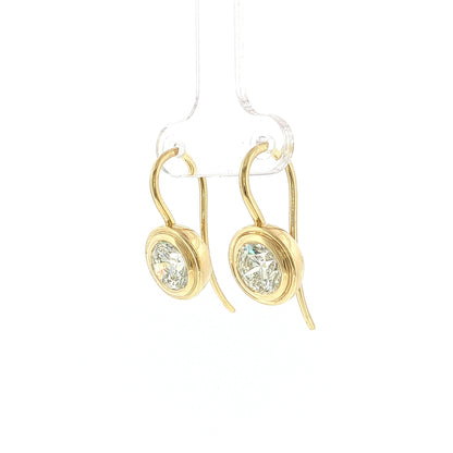 2.05 GIA Round Brilliant Diamond Drop Earrings 18k