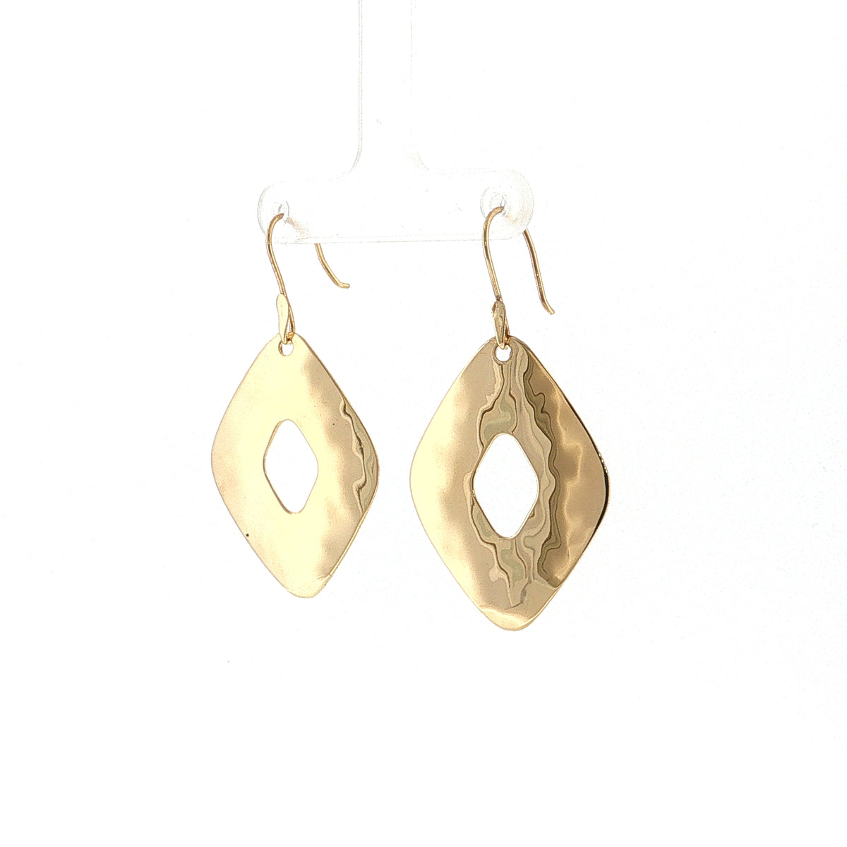 Hammered Kite Drop Earrings 14k Yellow Gold
