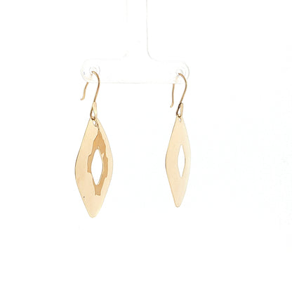 Hammered Kite Drop Earrings 14k Yellow Gold