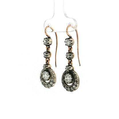 1.24 Antique Victorian Diamond Earrings 14k & Sterling Silver