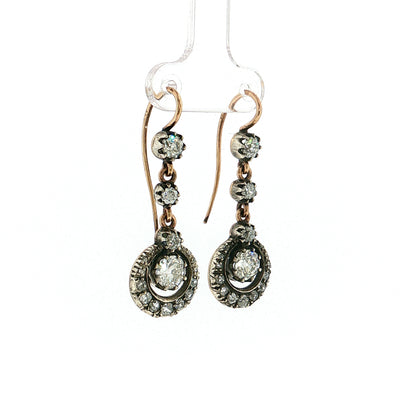 1.24 Antique Victorian Diamond Earrings 14k & Sterling Silver