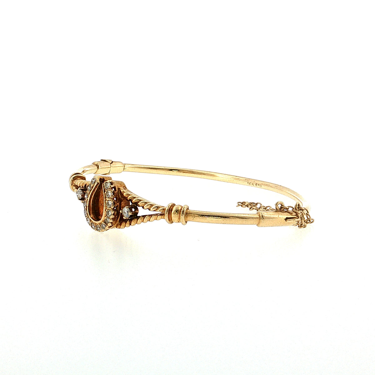 .29 Vintage Diamond Horseshoe Bangle Bracelet 14k