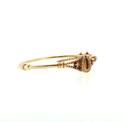 .29 Vintage Diamond Horseshoe Bangle Bracelet 14k