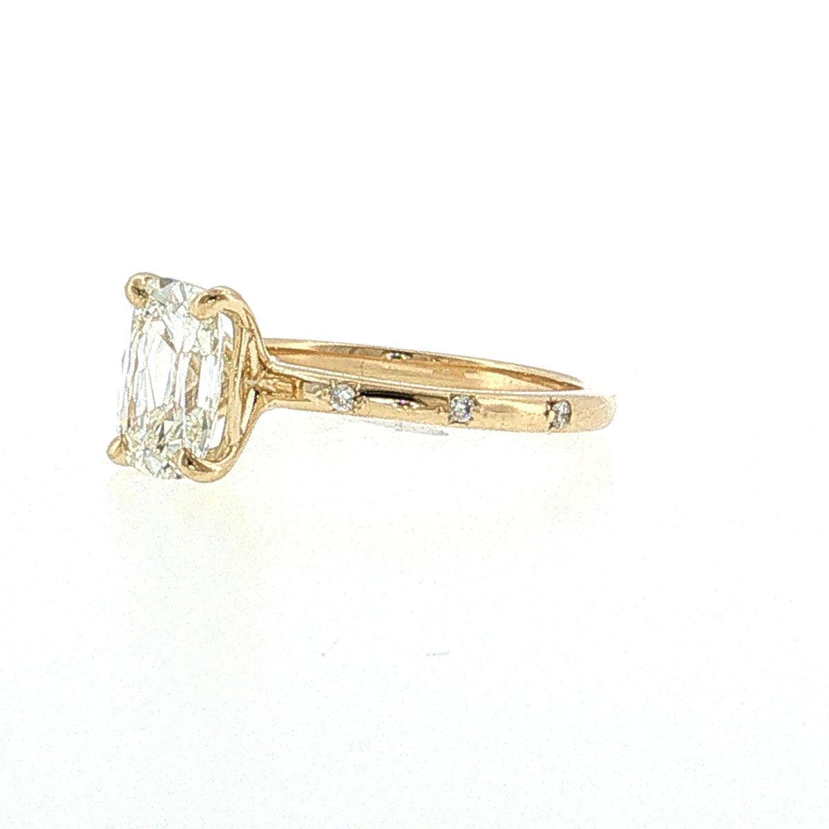 1.60 Elongated Old Mine Cushion Diamond Engagement Ring 14k
