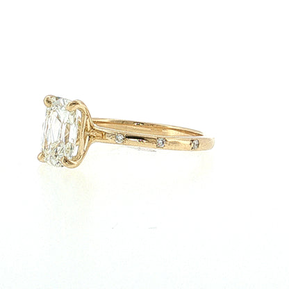 1.60 Elongated Old Mine Cushion Diamond Engagement Ring 14k