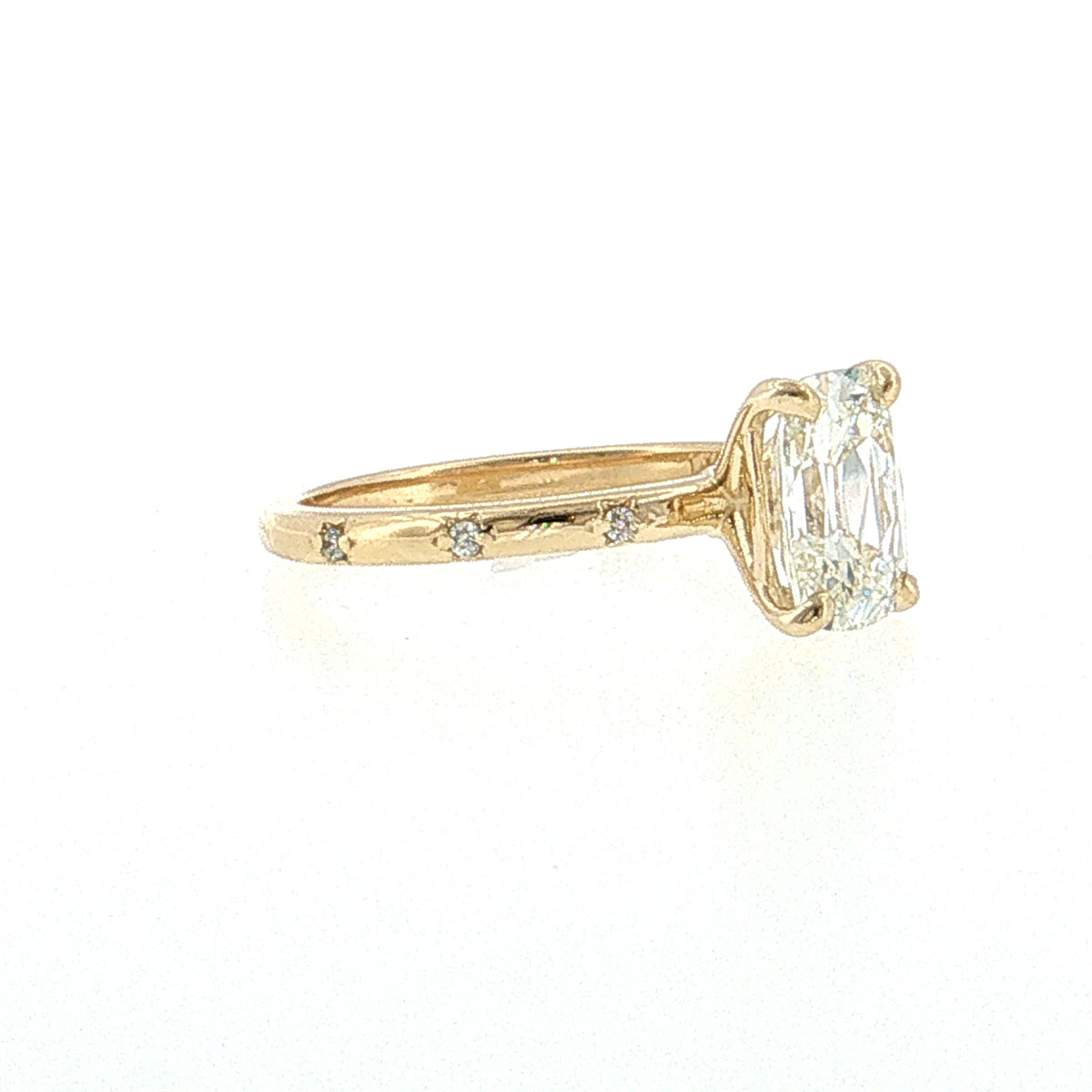 1.60 Elongated Old Mine Cushion Diamond Engagement Ring 14k