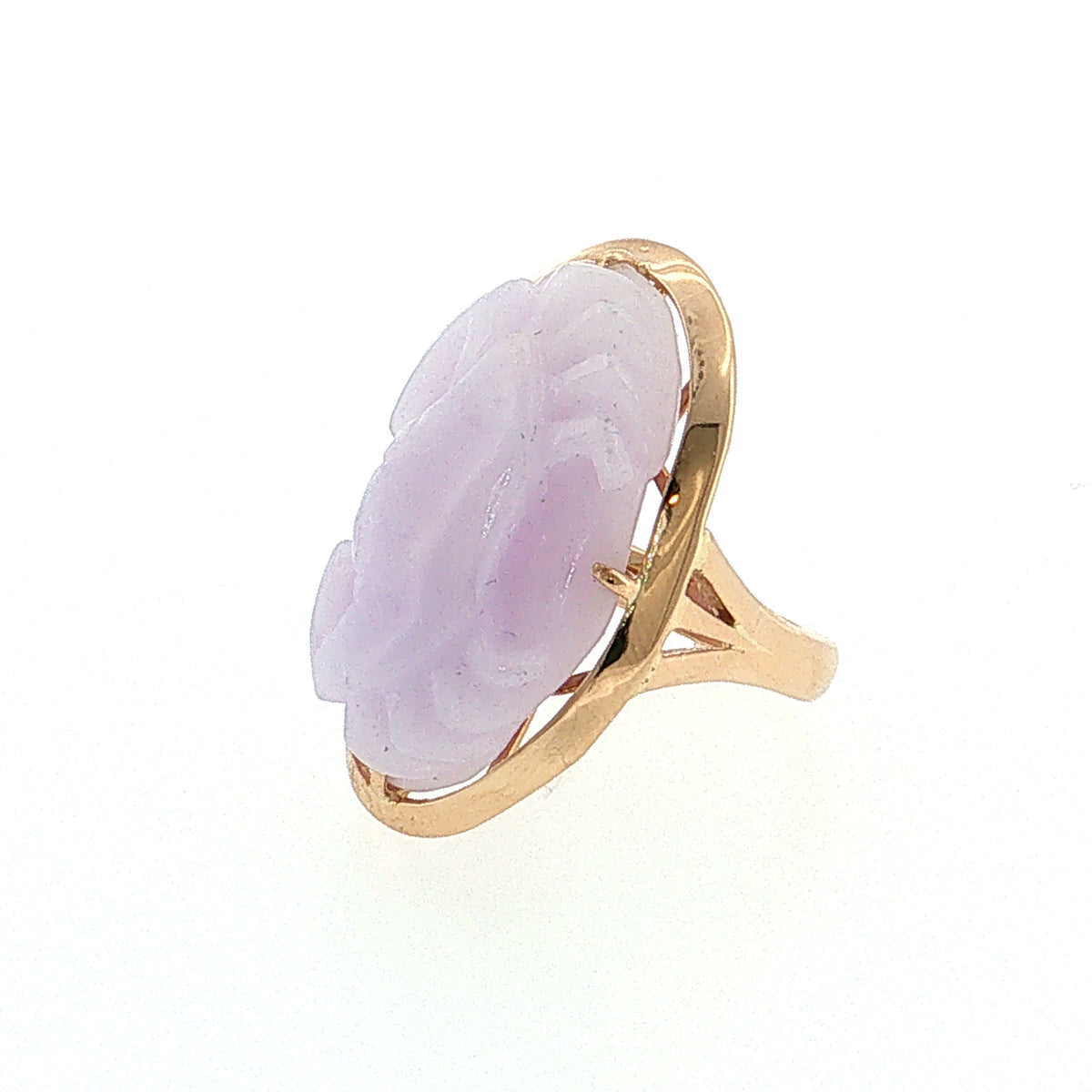 Carved Lavender Jadeite Crab Cocktail Ring 14k
