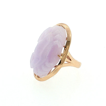 Carved Lavender Jadeite Crab Cocktail Ring 14k