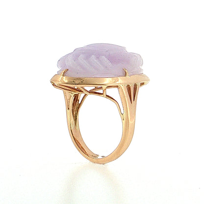 Carved Lavender Jadeite Crab Cocktail Ring 14k