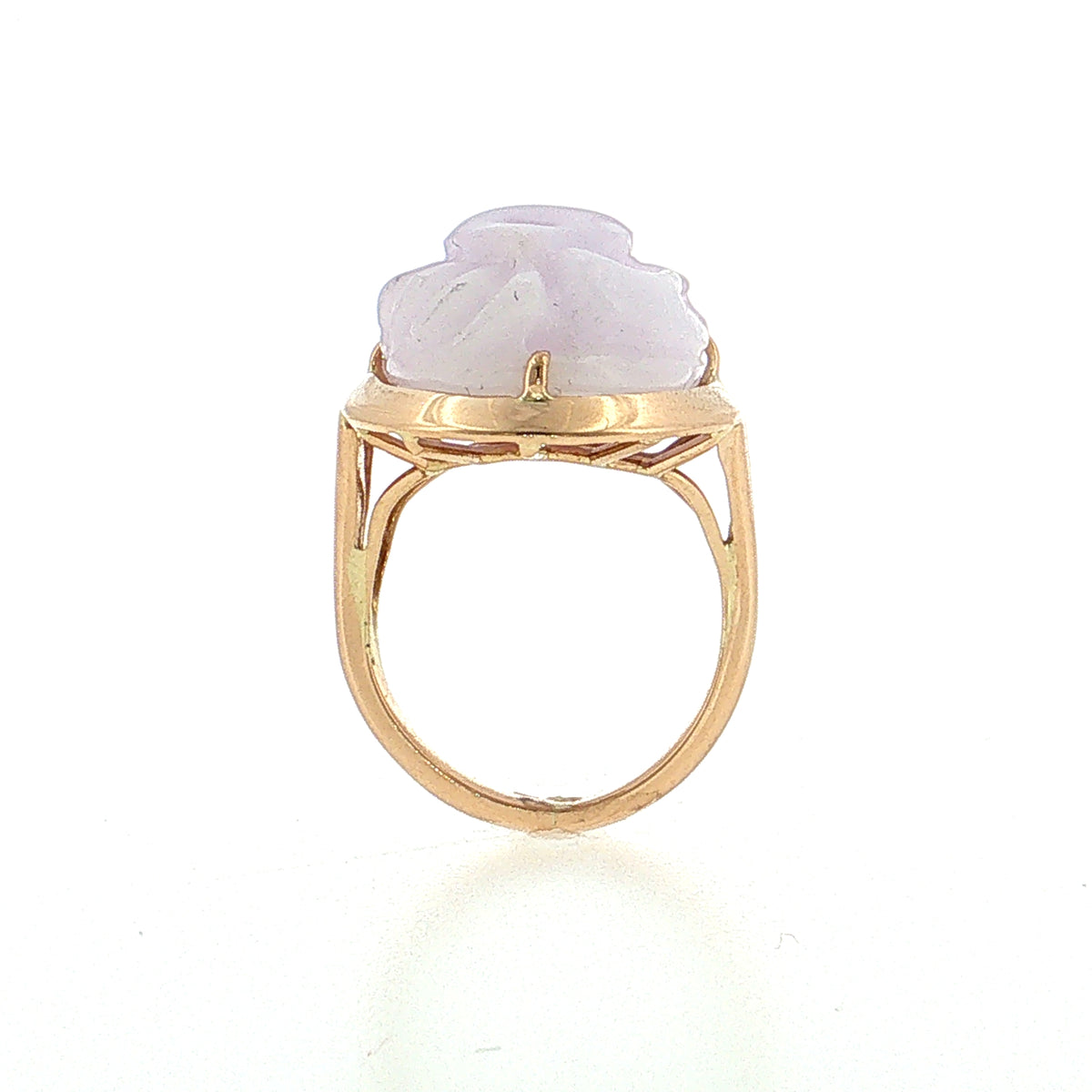 Carved Lavender Jadeite Crab Cocktail Ring 14k