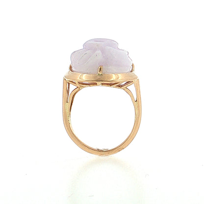 Carved Lavender Jadeite Crab Cocktail Ring 14k