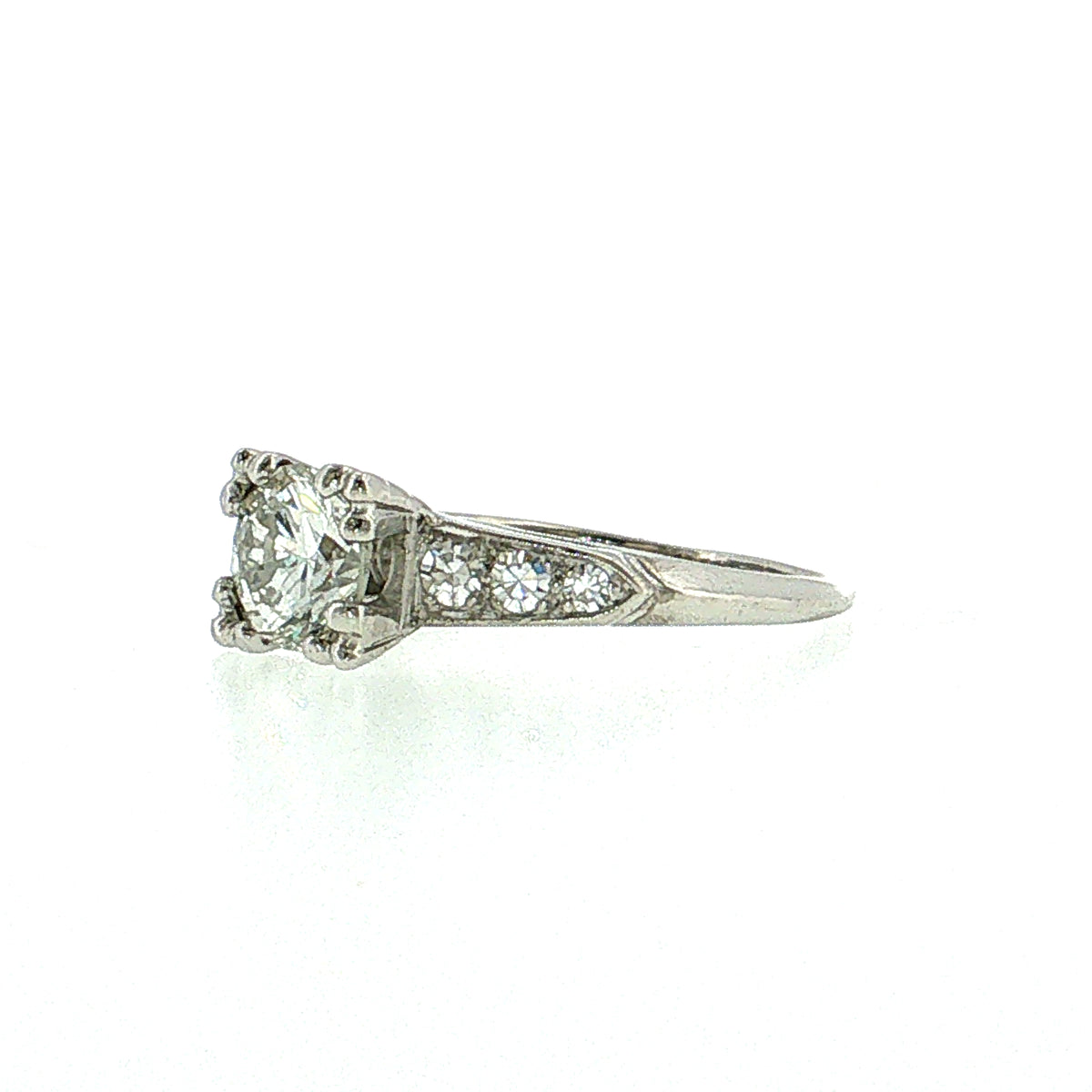 1.01 Antique Art Deco Diamond Engagement Ring Platinum