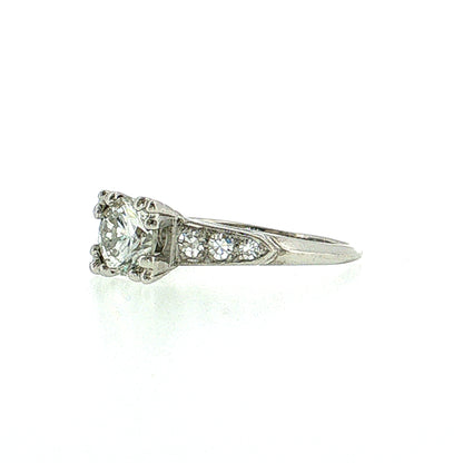 1.01 Antique Art Deco Diamond Engagement Ring Platinum