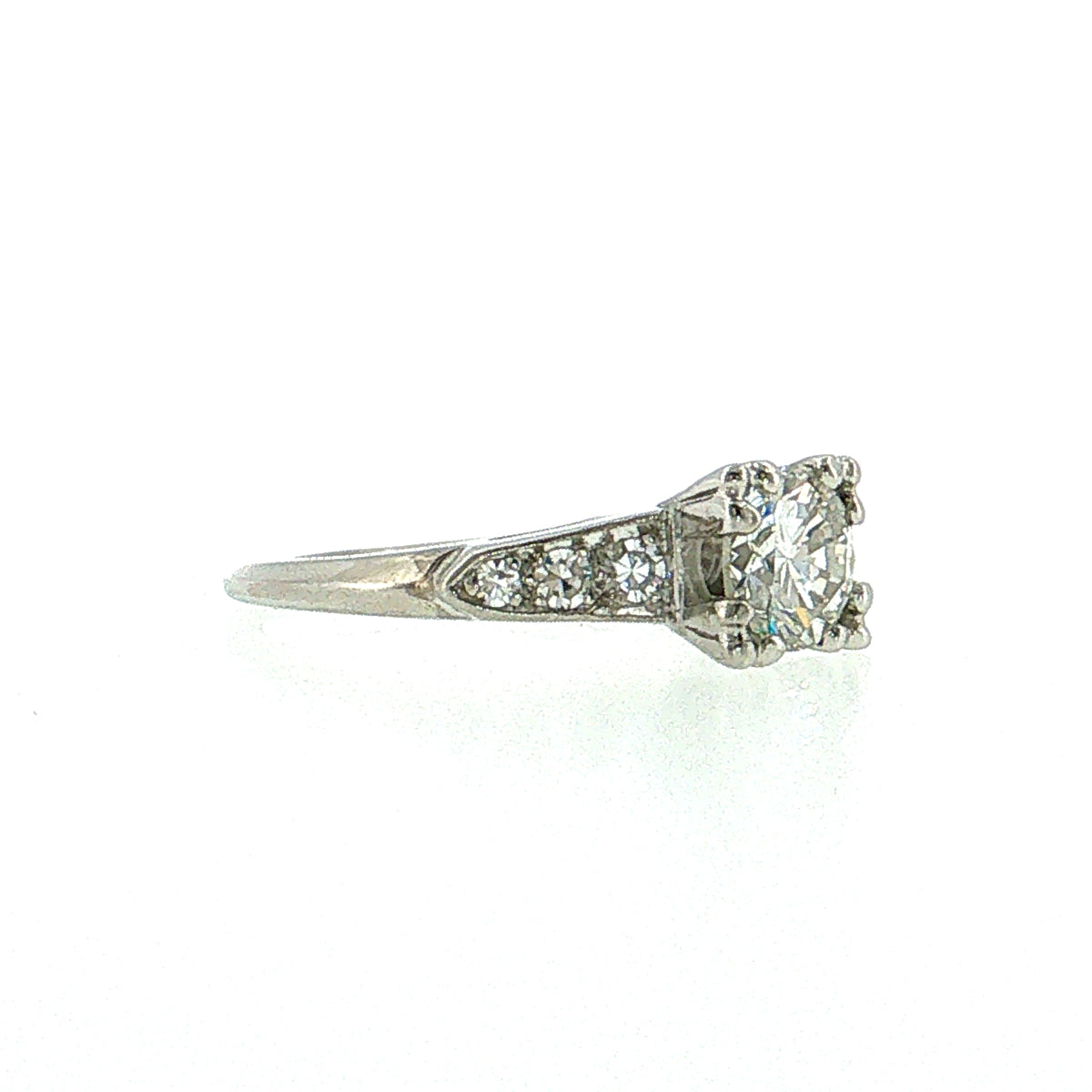 1.01 Antique Art Deco Diamond Engagement Ring Platinum