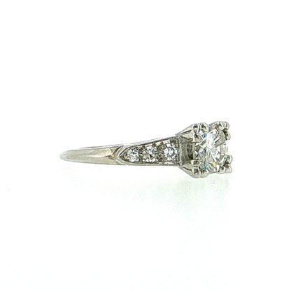 1.01 Antique Art Deco Diamond Engagement Ring Platinum