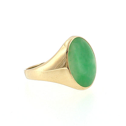 6.46 Vintage Mid-Century Jadeite Cocktail Ring 14k Yellow Gold