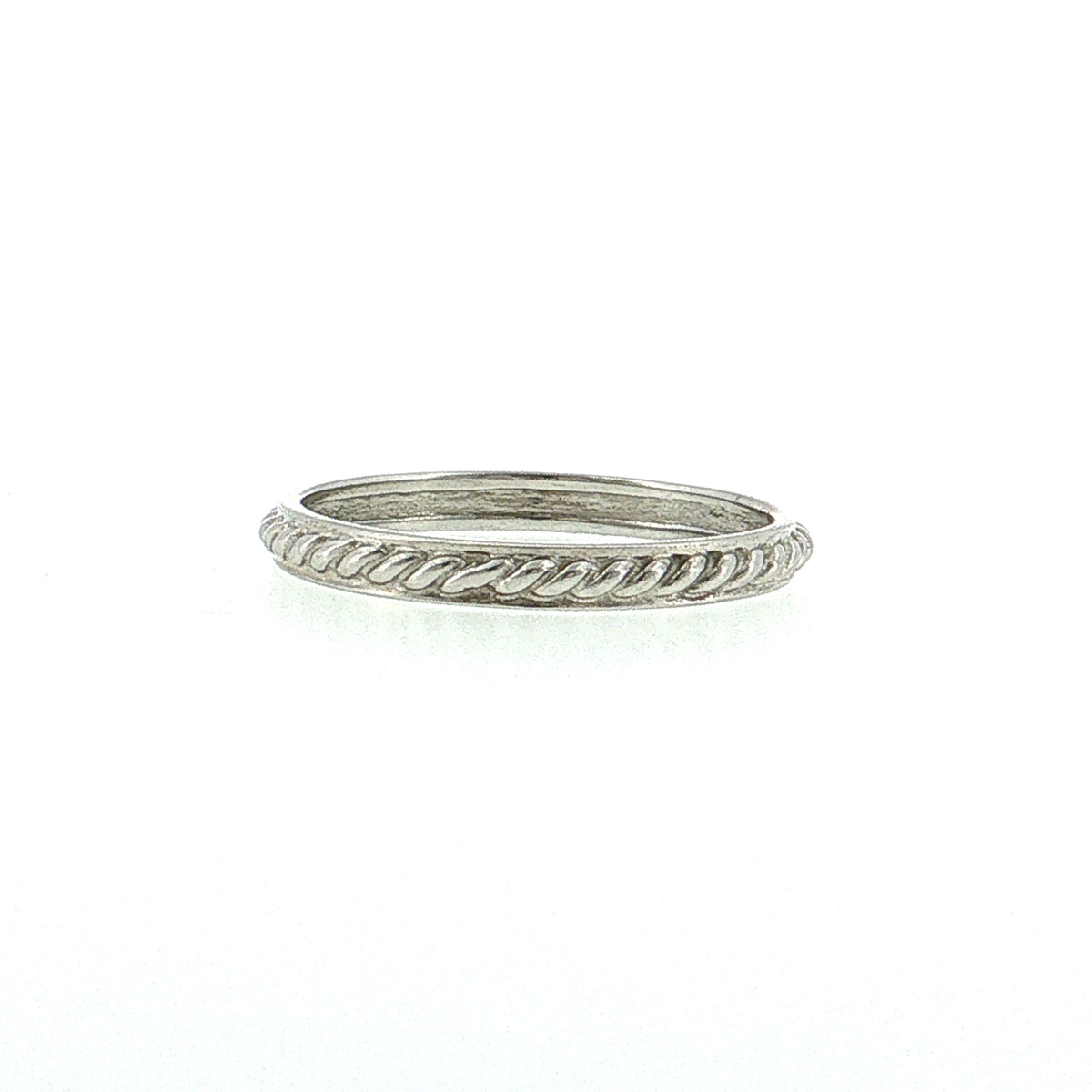 Men's Rope Textured Wedding Band 14k White Gold