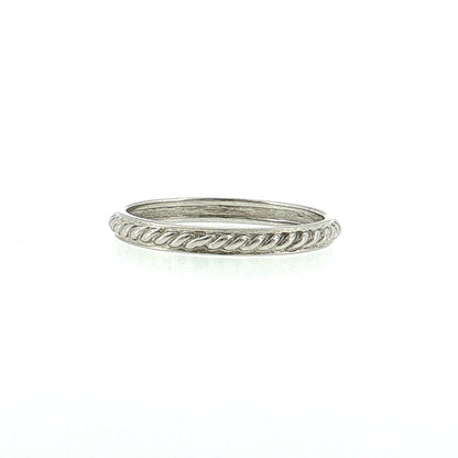 Men's Rope Textured Wedding Band 14k White Gold