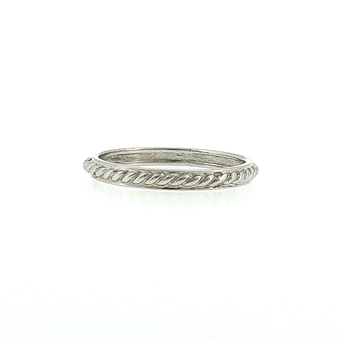Men's Rope Textured Wedding Band 14k White Gold