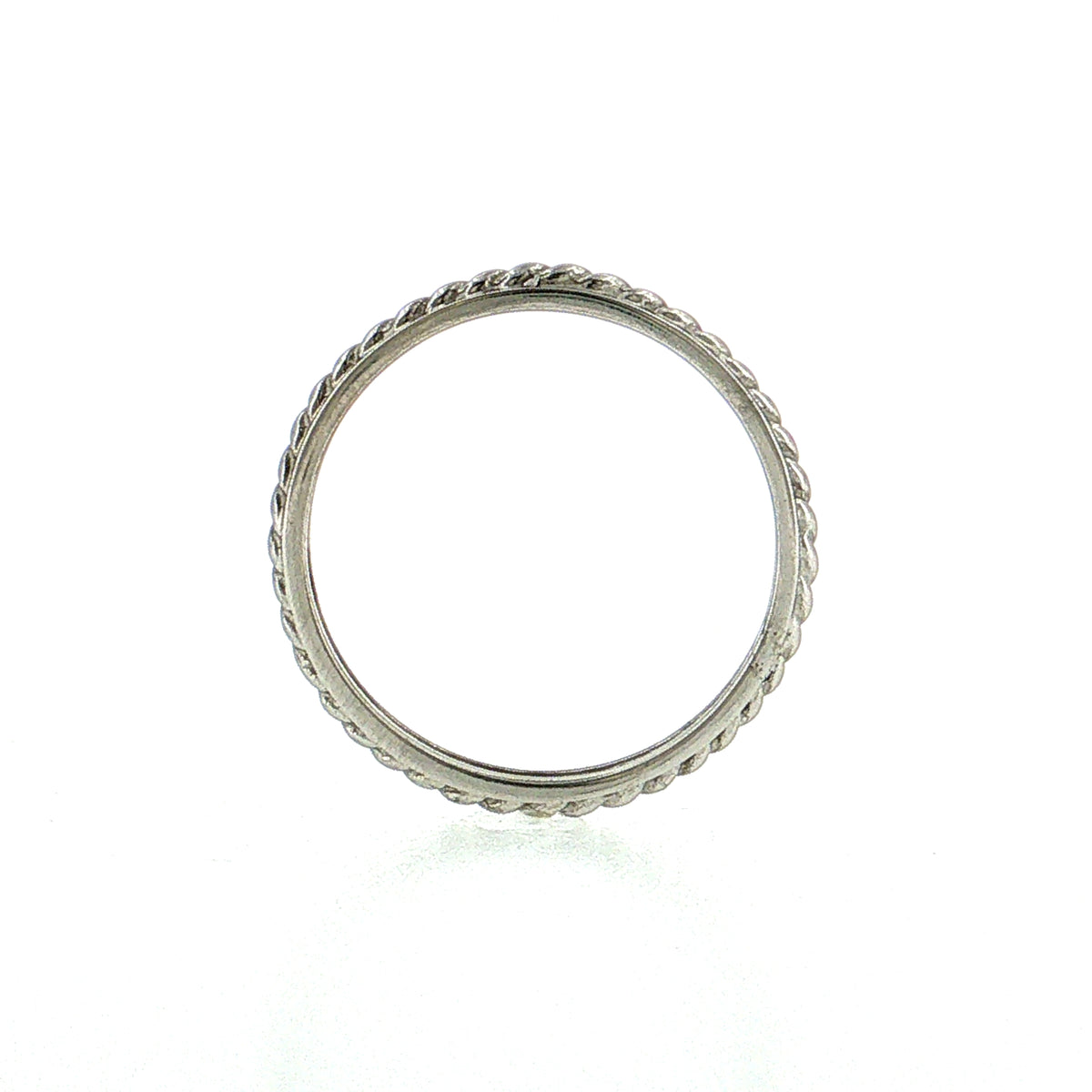 Men's Rope Textured Wedding Band 14k White Gold