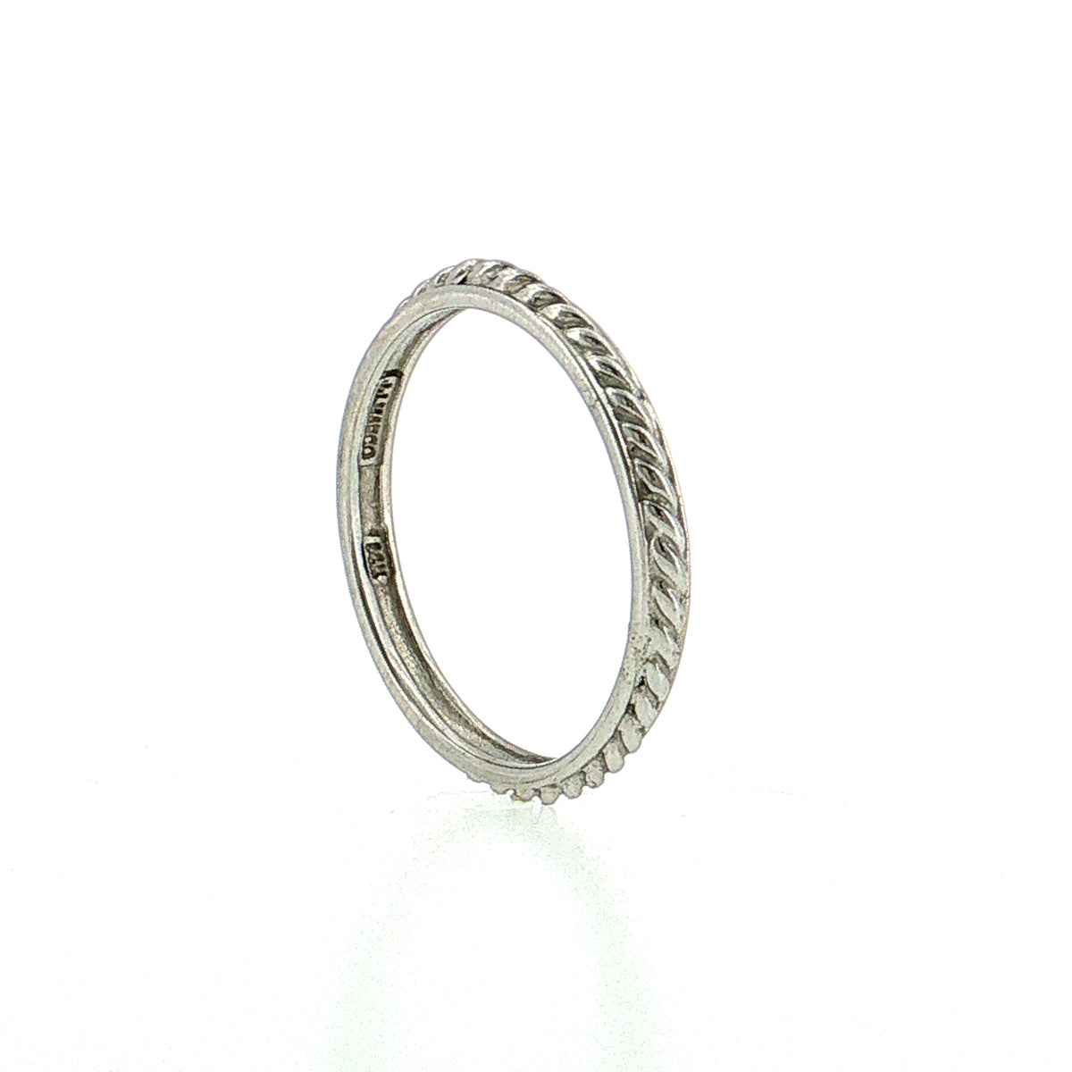 Men's Rope Textured Wedding Band 14k White Gold